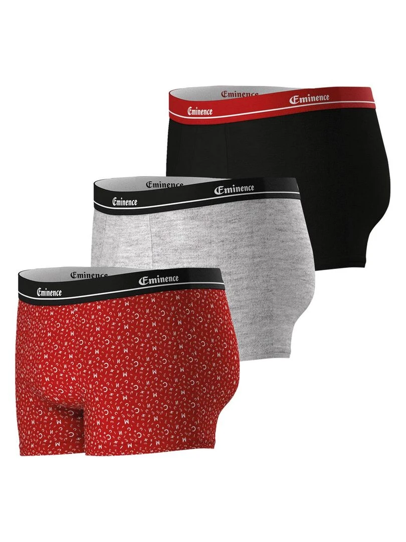 Lot de 3 boxers homme Chic Edition limitée 80 ans   Gris Rouge Noir