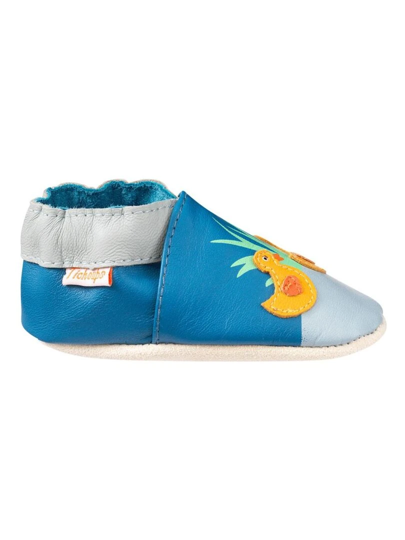 Chaussons cuir bébé Balthazar le canard Bleu Bleu