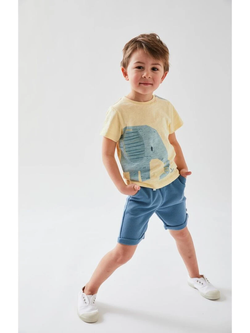 T shirt éléphant à courtes manches  pâle   Noukie's   Jaune