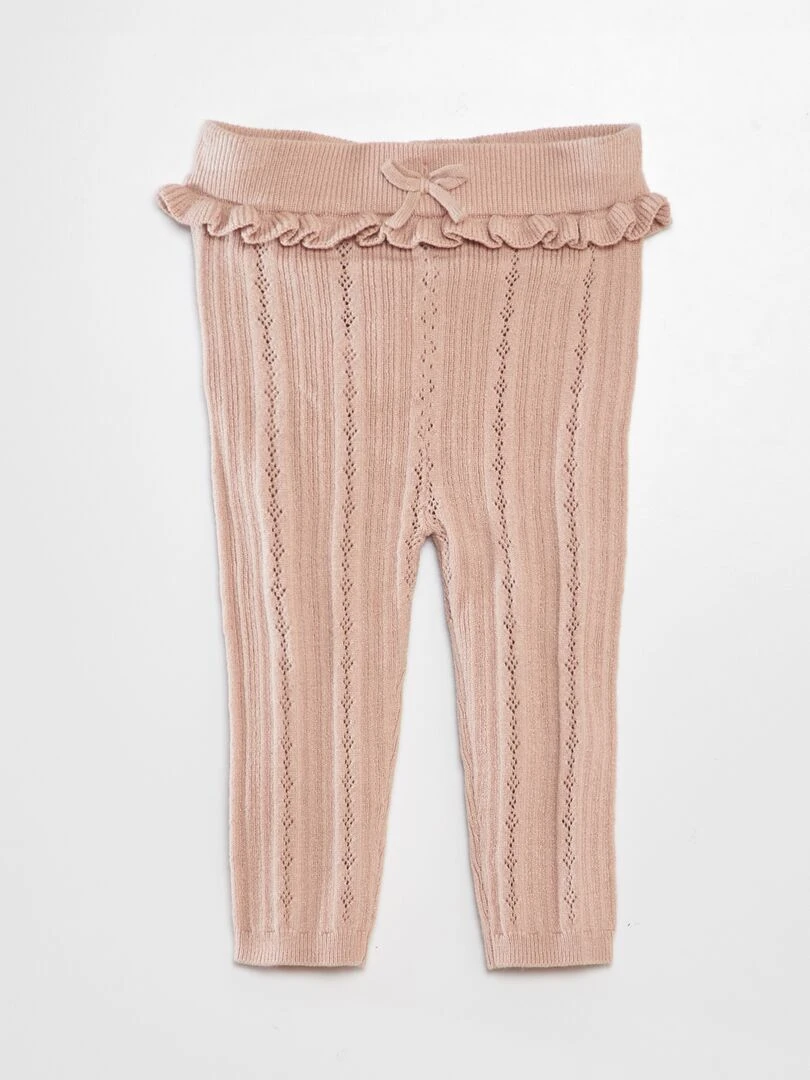 Legging tricot en maille ajourée + chaussettes Beige