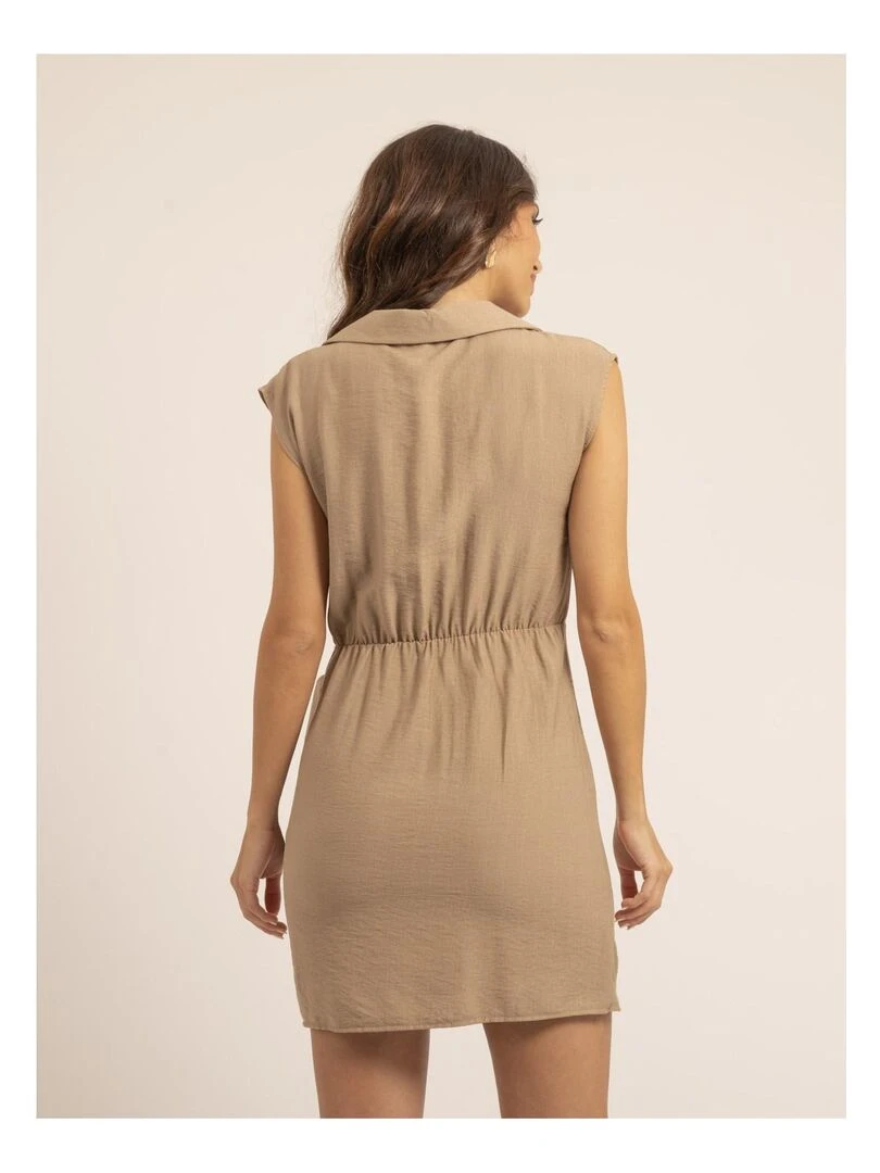 Robe chemise courte ISRA Marron caramel