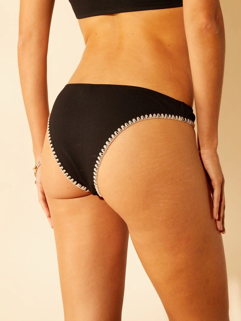 Culotte de bain brésilienne nid d'abeille   noir