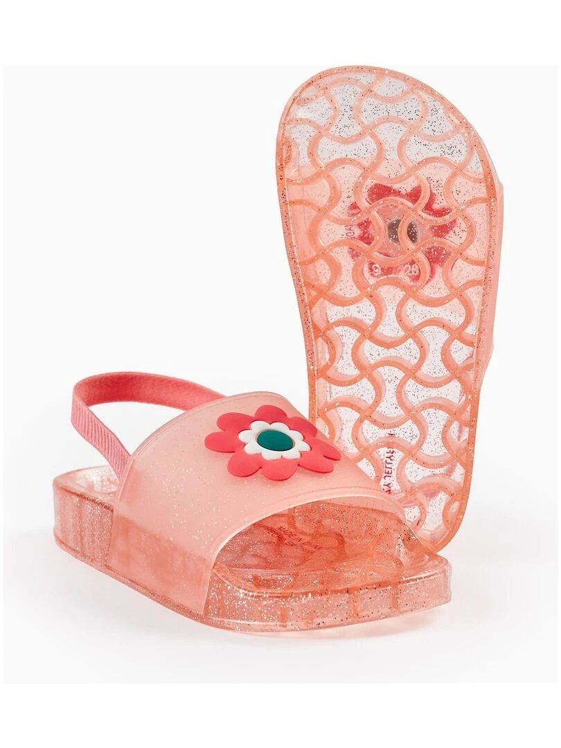 Sandales en caoutchouc avec paillettes pour fille 'Flower'   Rose