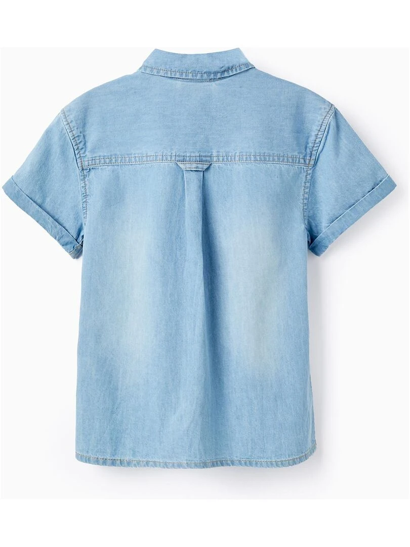 Chemise à manches courtes en denim de coton pour garçon manches courtes CUBA Bleu clair