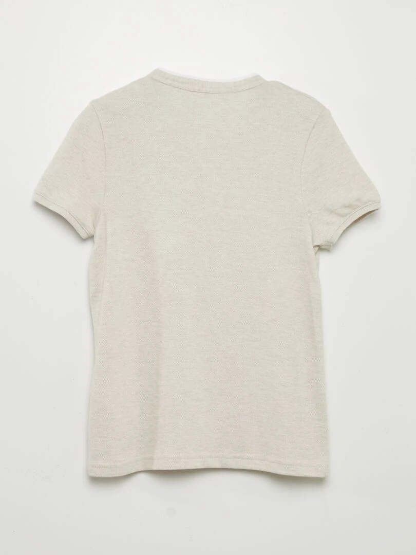 Polo en maille piquée col mao   Beige