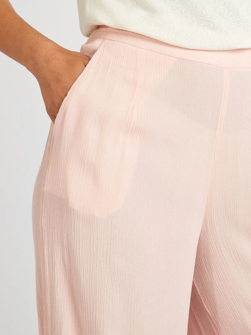 Pantalon large en maille crêpe   Rose