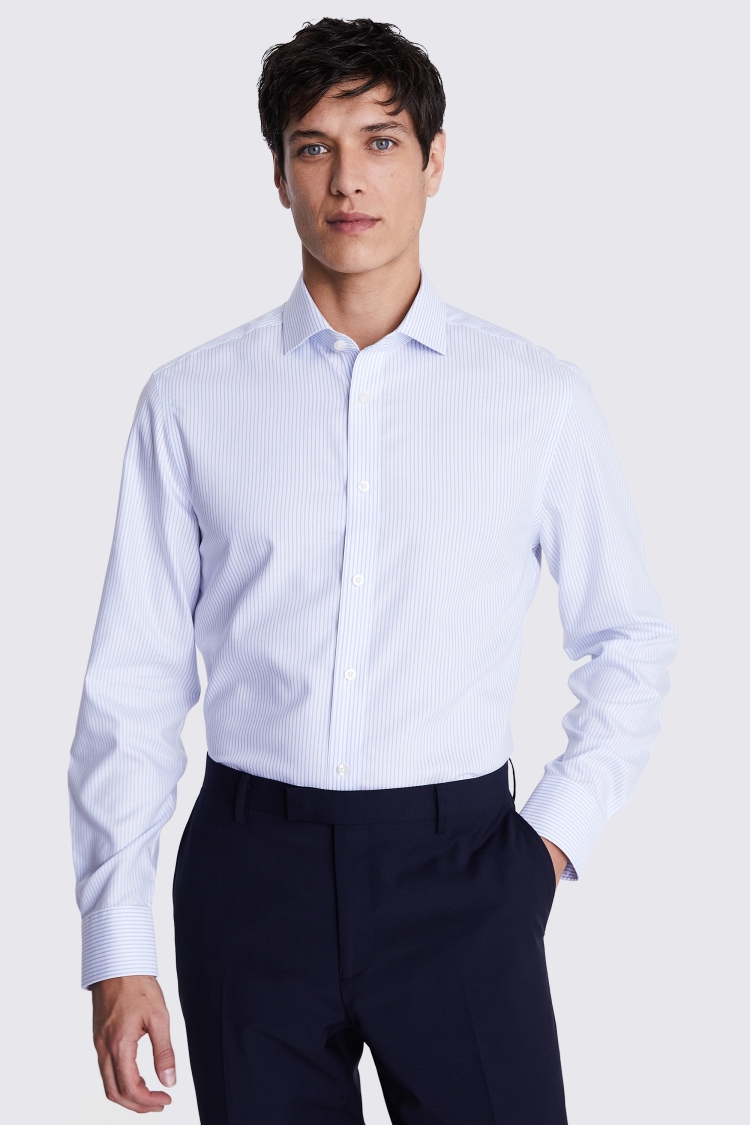 Tailored Fit Sky Royal Oxford Stripe Non-Iron Shirt Buy Online at Moss