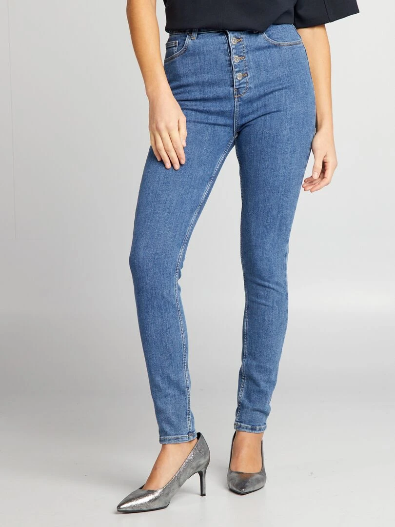 Jean skinny taille haute Bleu