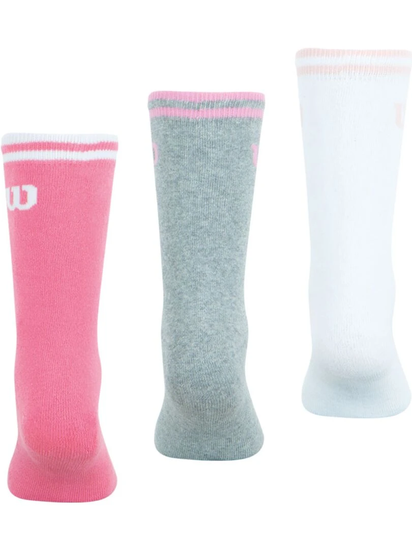 LOT DE 3 PAIRES DE CHAUSSETTES WILSON BLANC ROSE GRIS   Rose