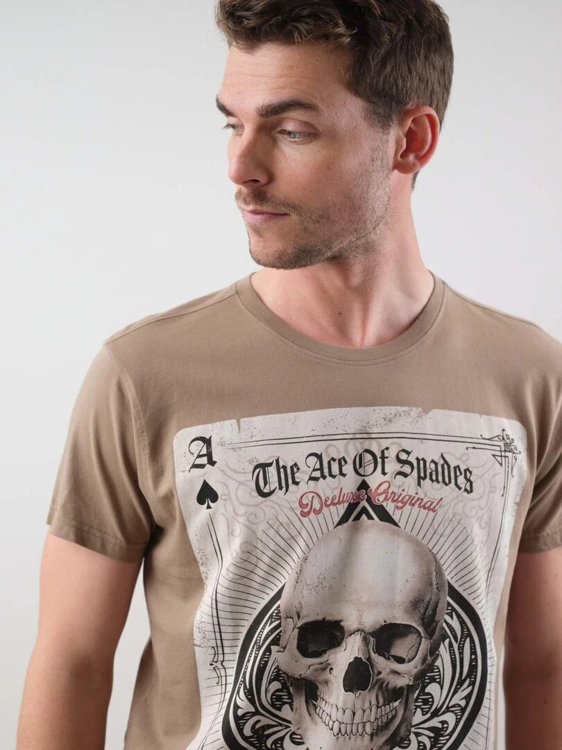 T shirt en coton pour homme 'Deeluxe'   Gris taupe