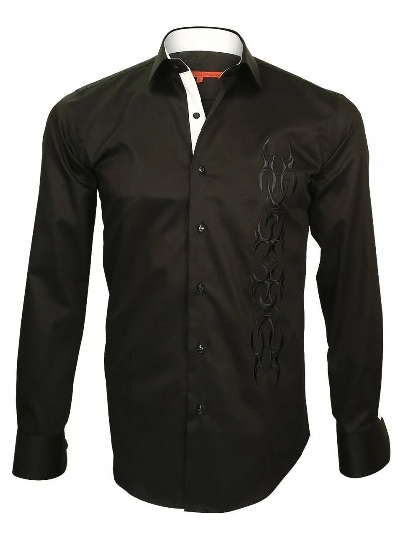 Chemise brodée ETNICA Noir