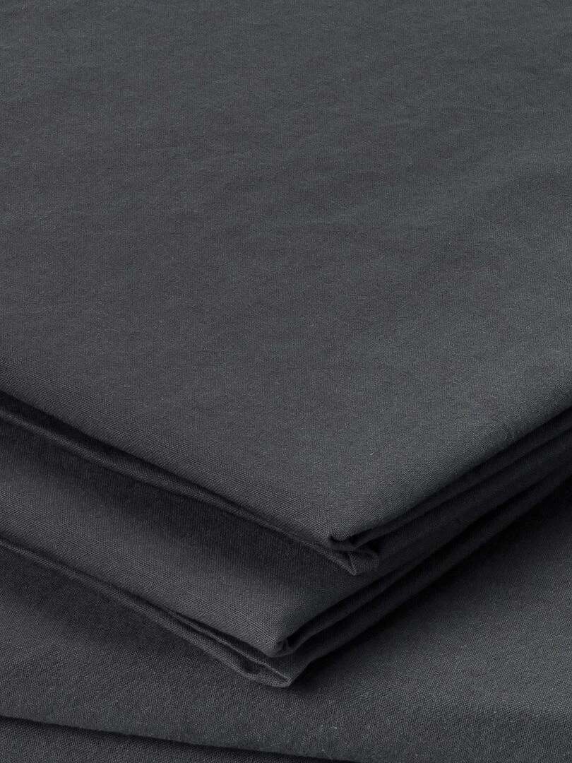 Taie d'oreiller en coton lavé   gris anthracite