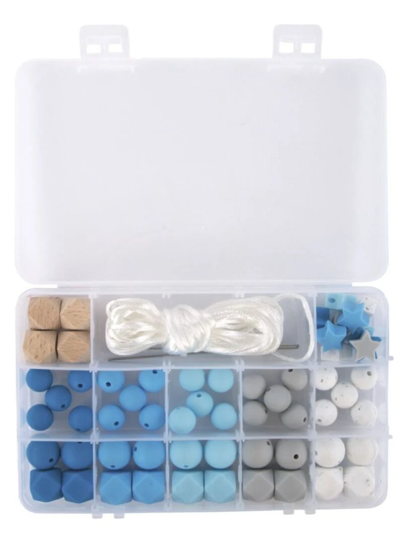 Coffret de perles en silicone   Bleu   N/A