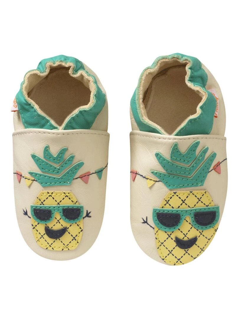 Chaussons bébé cuir souple Mathias l'ananas Beige