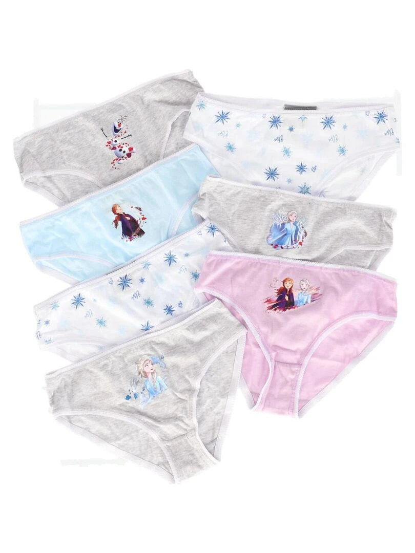 Lot de 7 culottes La Reine des Neiges Disney 10/11 ans Fille 100% Coton Bleu