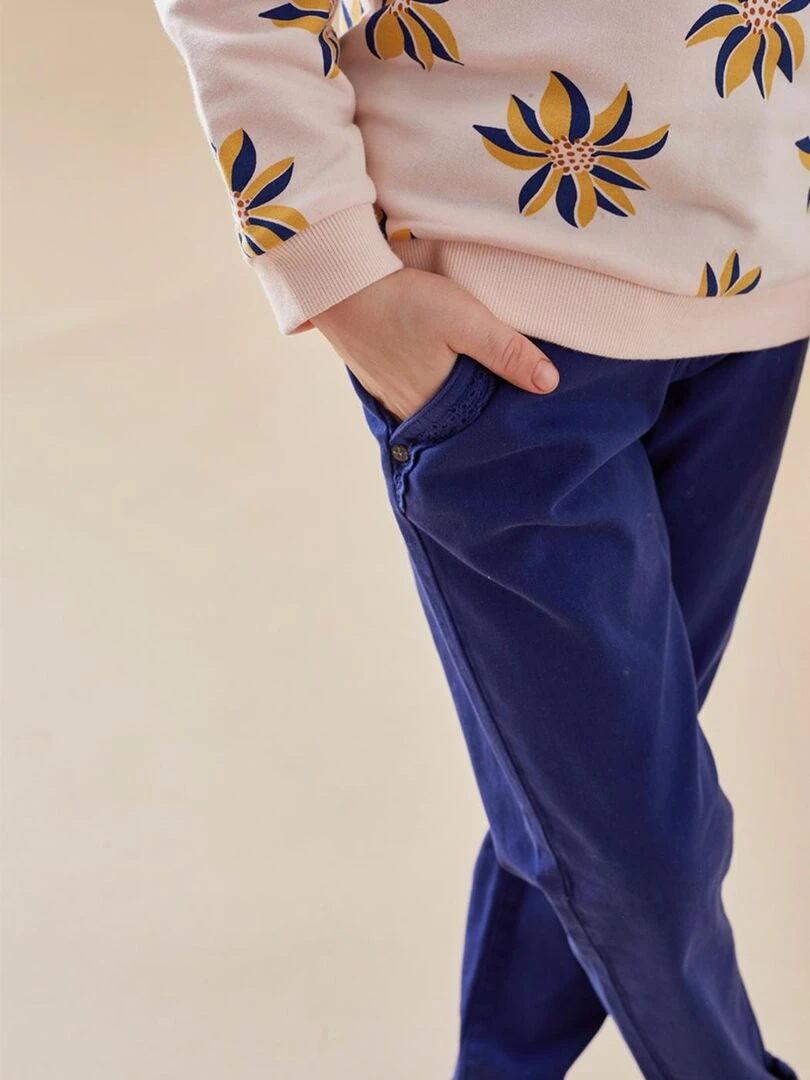 Pantalon dentelle en twill Noukie's Bleu