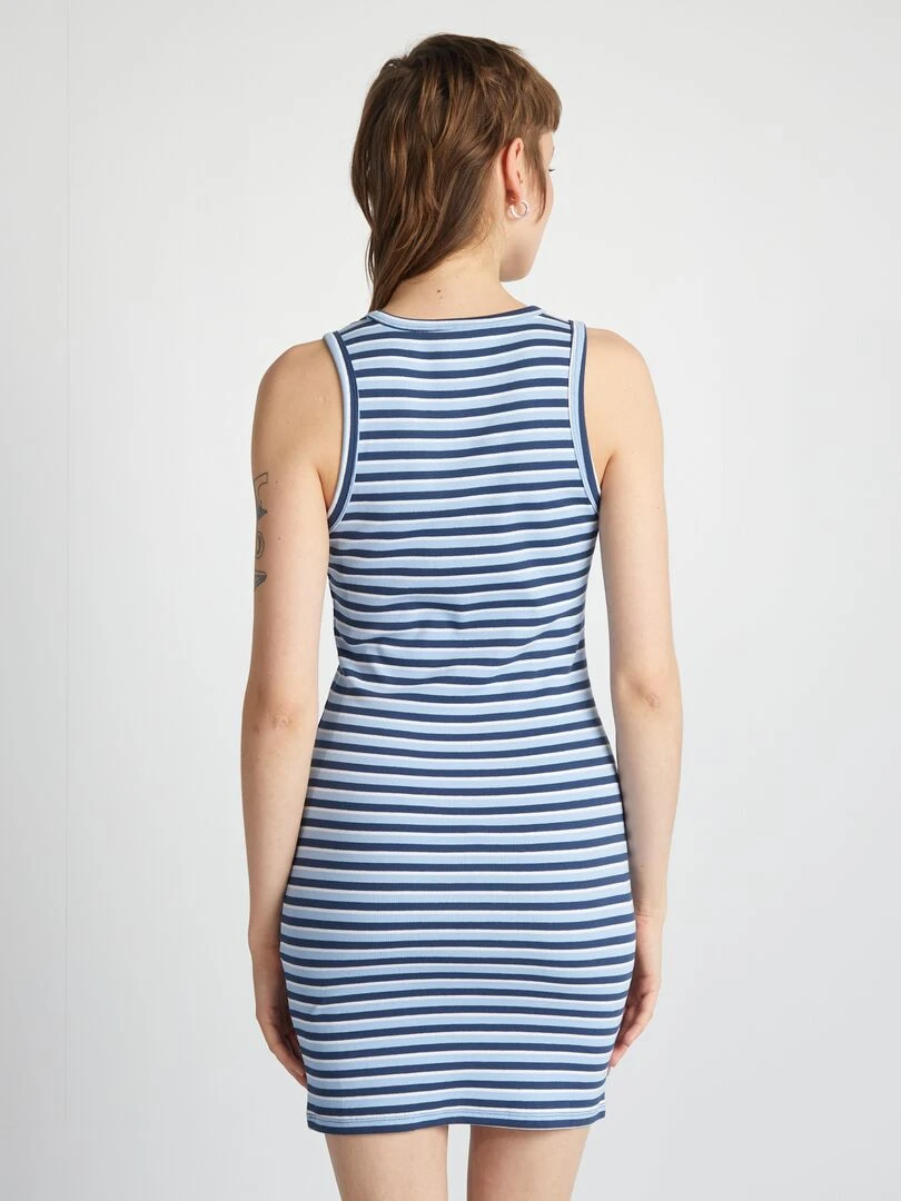 Robe courtes moulante côtelé   Bleu