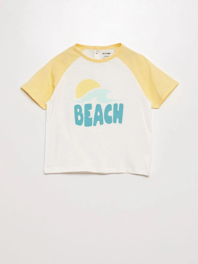 Ensemble short + t shirt 'beach' 2 pièces Jaune