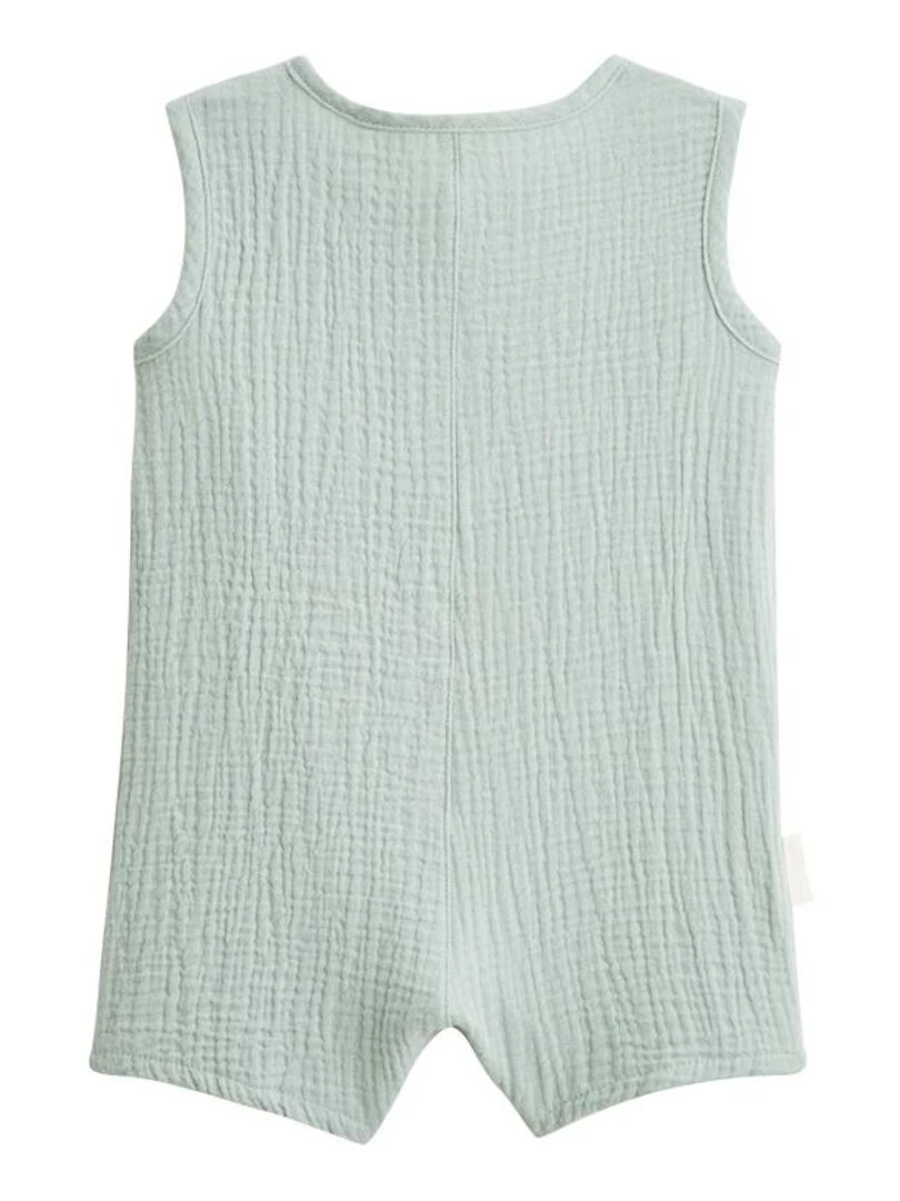 Combishort bébé + chapeau en gaze de coton Garden Party   Vert