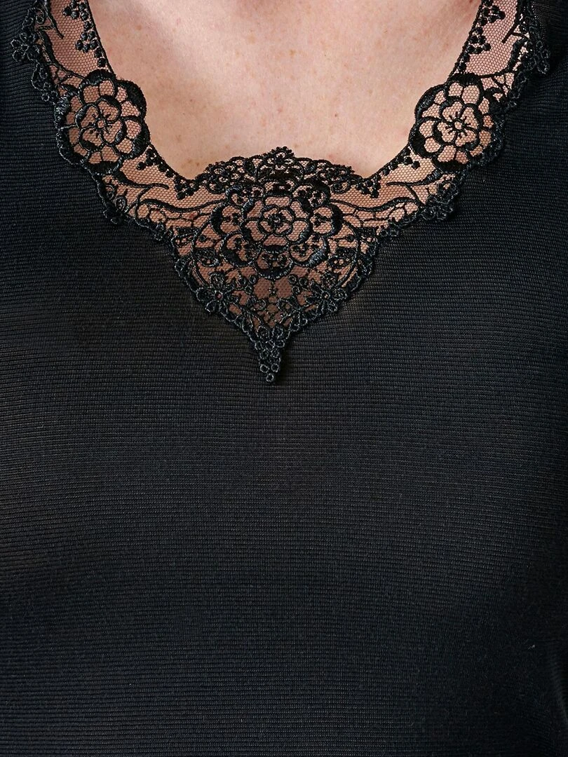 Débardeur Thermolactyl tulle brodé et 10% soie   Damart   Noir