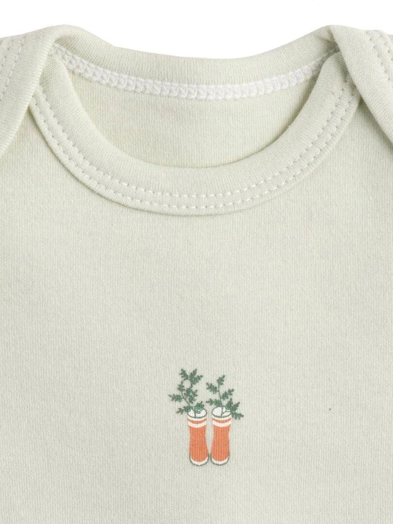 Bodies bébé manches courtes en coton lot de 3   SAUTHON   Blanc Vert