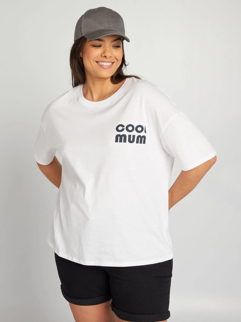 T shirt 'famille' manches courtes Blanc 'cool mum'