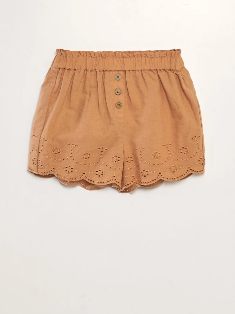 Short en voile coton Marron