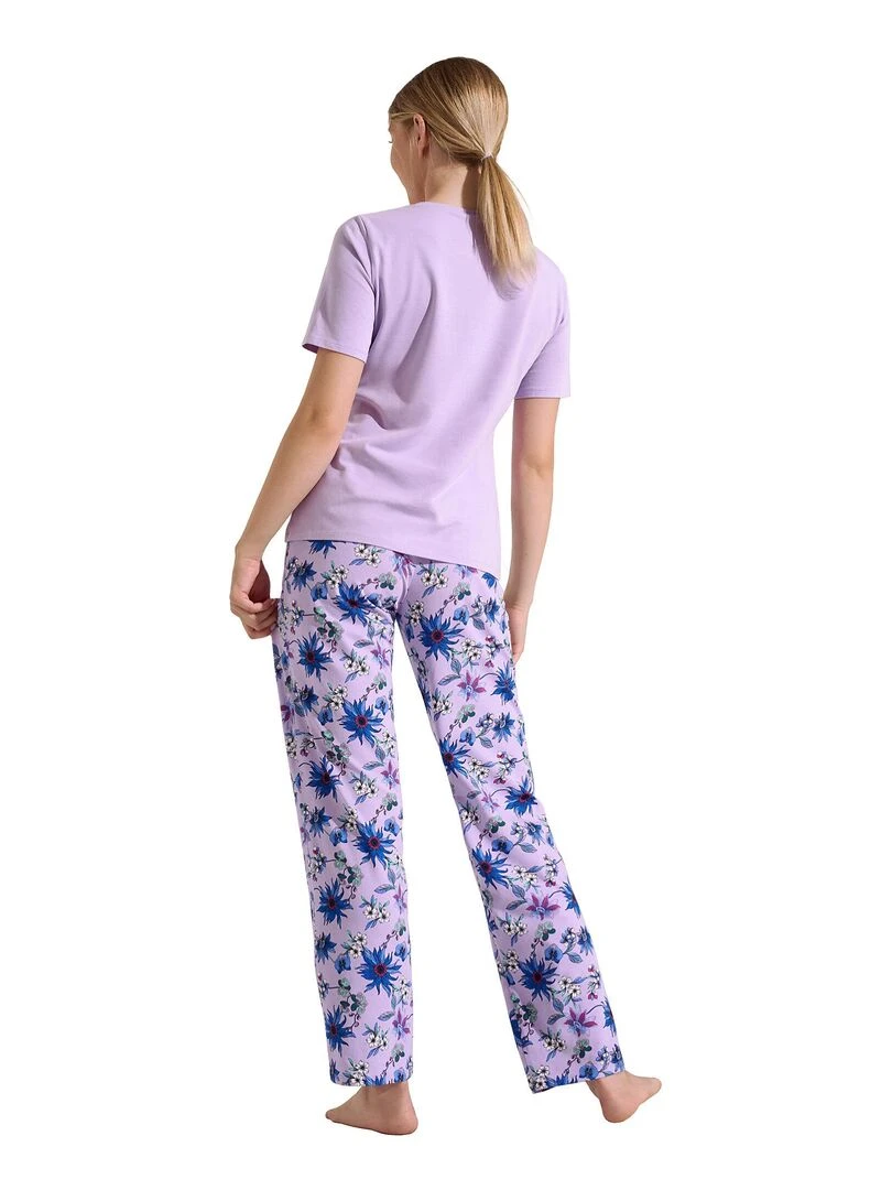 Pyjama pantalon t shirt manches courtes Flowers Violet