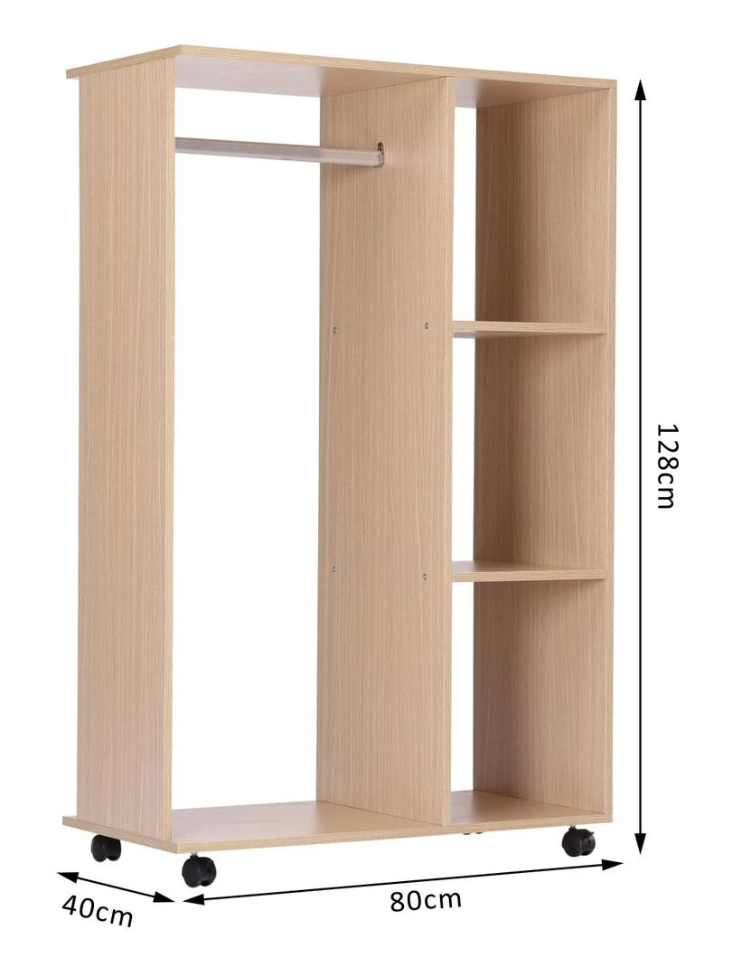 Armoire penderie de rangement bois   Blanc