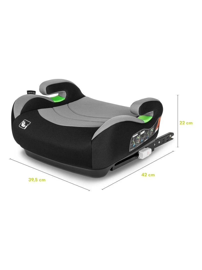 Réhausseur bas LIONELO Luuk Fix i Size   Groupe 2/3   ISOFIX   Gris   Noir Gris