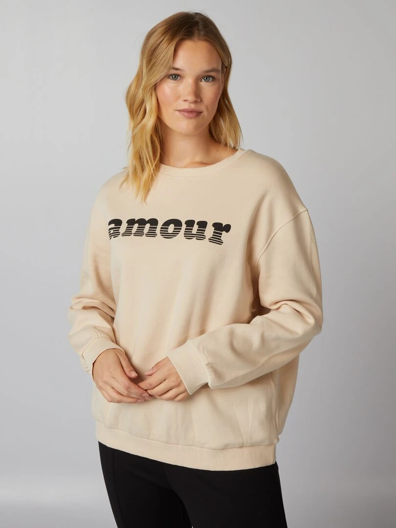 Sweat imprimé Beige