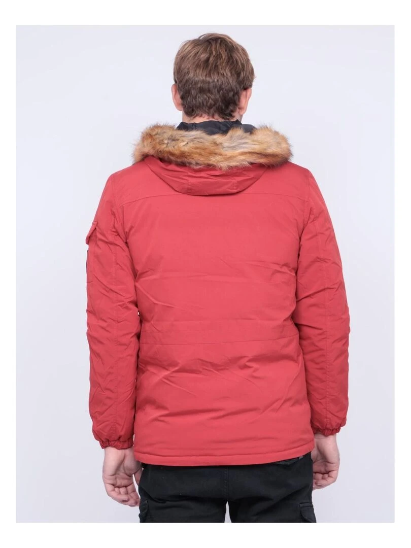Parka mi longue capuche ZEVKOT Rouge
