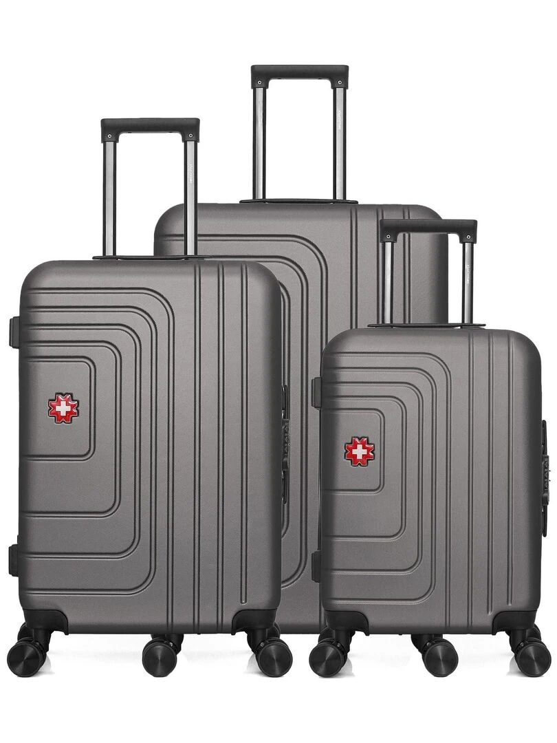 Set de 3 Valises Rigides Grand Format Taille Moyenne et Valise Cabine RUTI Gris foncé