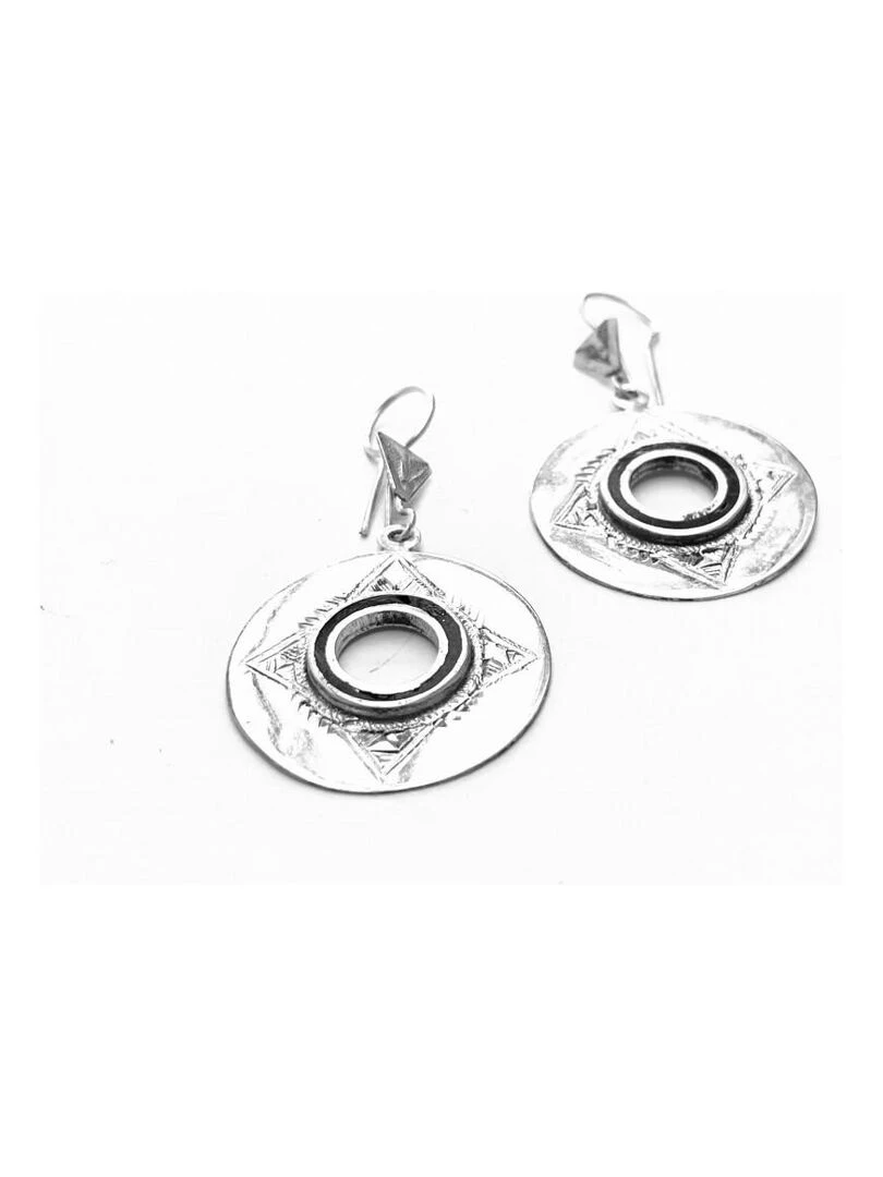 Boucles d'oreilles ethniques rondes  Bijoucolor   Argent