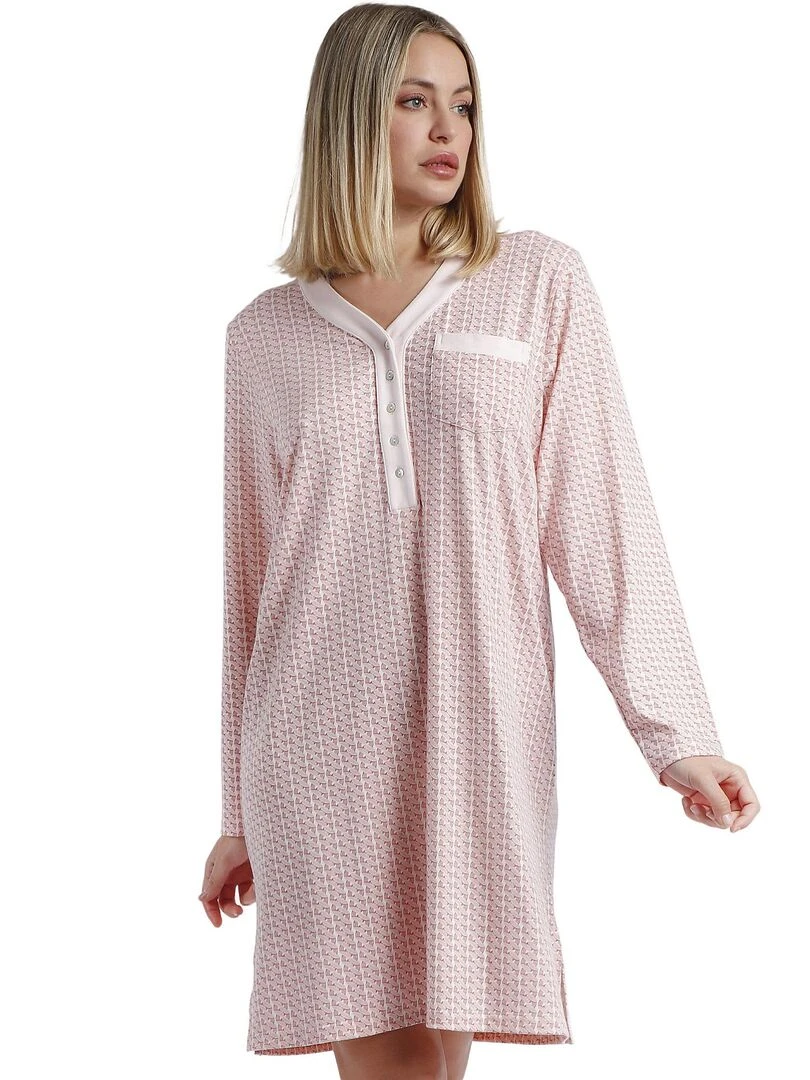 Chemise de nuit manches longues Rose Chains Rose