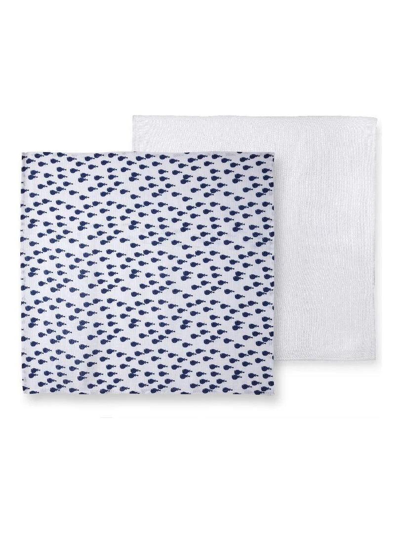 Lot de deux langes Créativ Côtier 90x90 cm Bleu