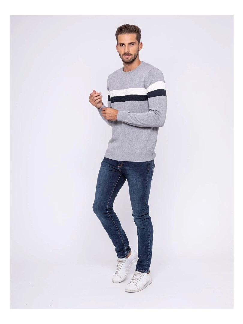 Pull col rond LUFAROL   Gris clair