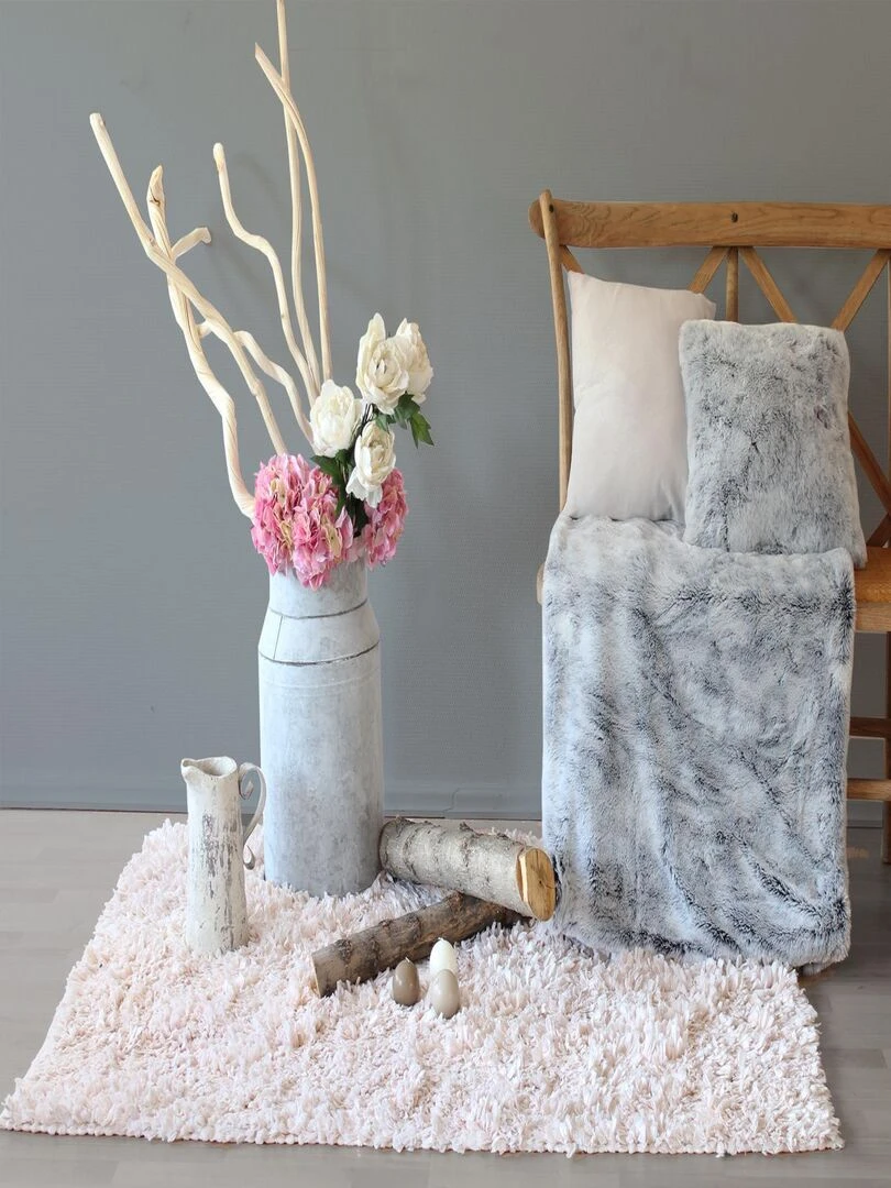 Plaid tendance en imitation fourrure Gris foncé