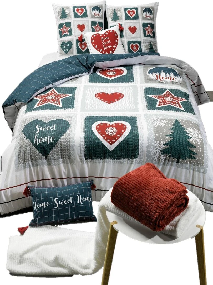 Housse de couette + taie Sweet home Blanc