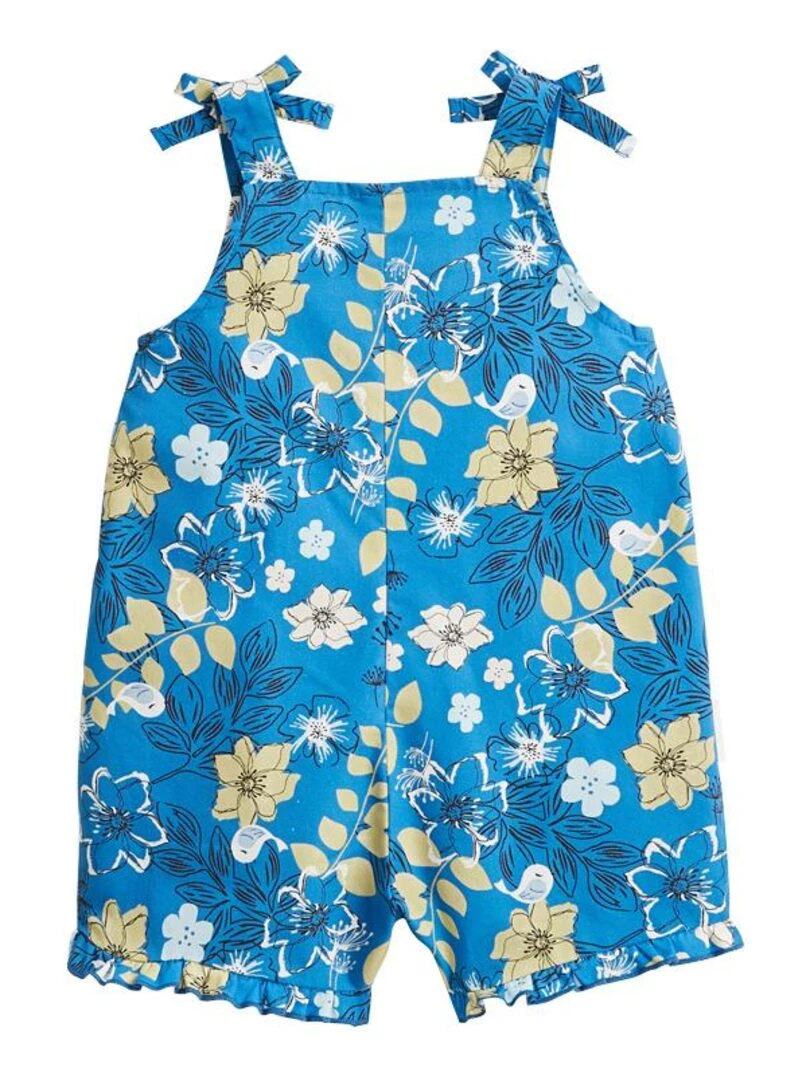 Barboteuse bébé + chapeau en popeline Flora   Bleu