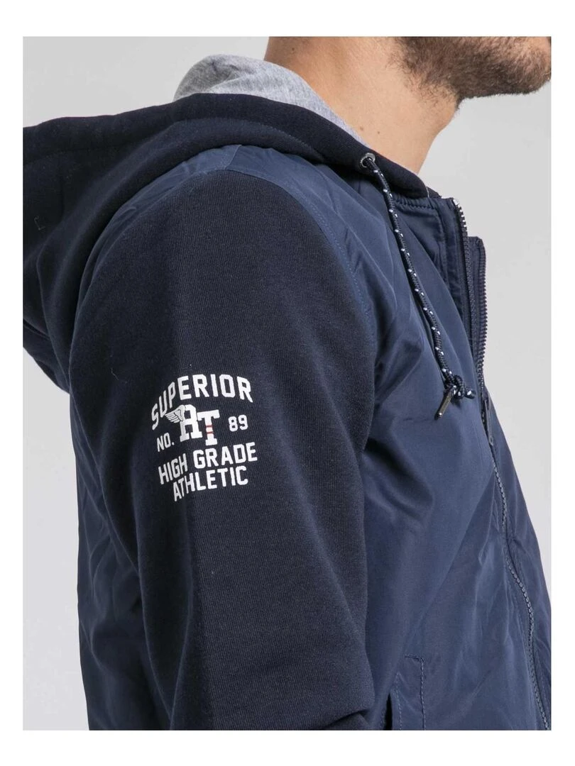 Blouson bimatière capuche ZOUX   Bleu marine