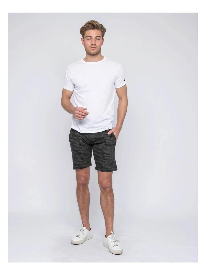 Bermuda molleton motif militaire BANVOU   Gris