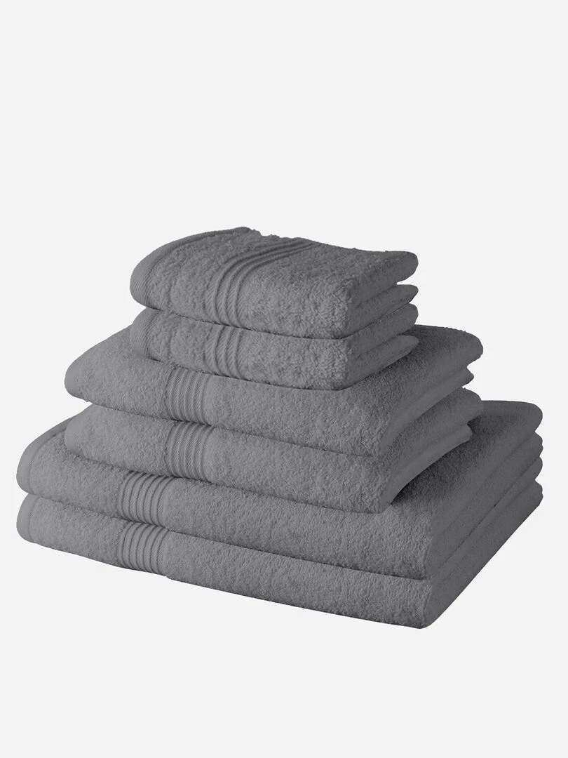 Lot de 4 serviettes et 2 draps de bain Gris