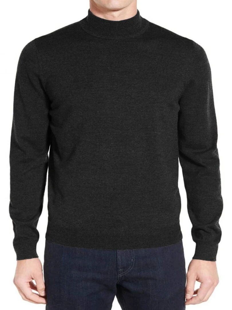 Pull en laine col cheminé Kebello gris anthracite