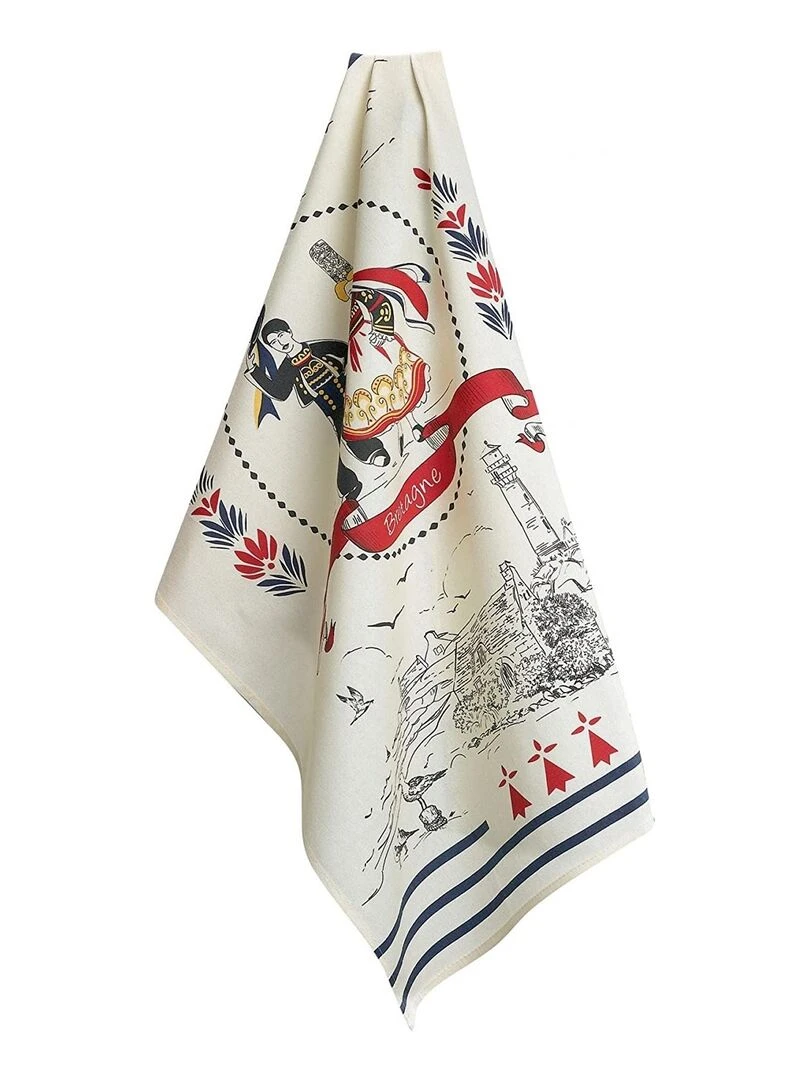 Torchon Bigoudene bretagne 50 x 70 cm Beige
