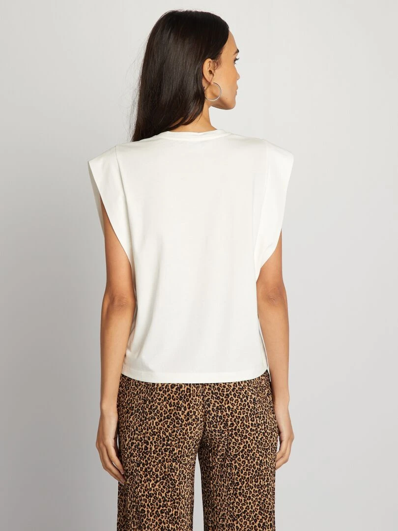 T shirt uni sans manches   blanc