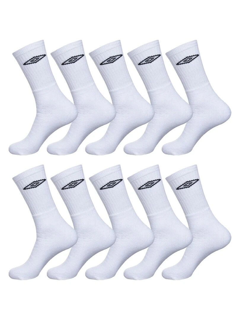 Lot de 10 Paires de Chaussettes Tennis homme Umbro Blanc