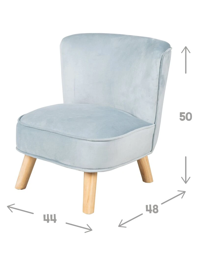ROBA Mini Fauteuil en Velours "Lil Sofa"   Chaise Enfant avec Pieds en Bois Stables   Bleu Clair   Bleu clair
