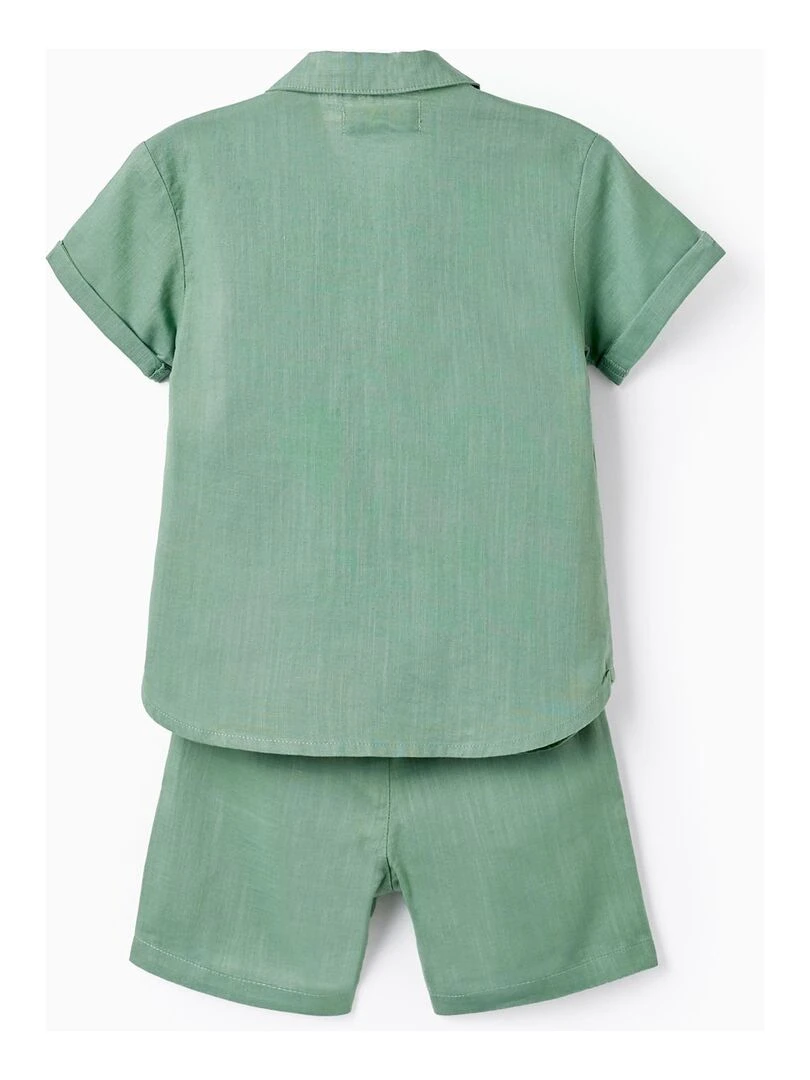 Chemise + Short en Coton pour Bébé Garçon Vert foncé