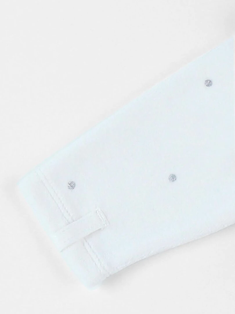 Pyjama 1 pièce hérisson en velours  écru/petits pois   Noukie's   Blanc